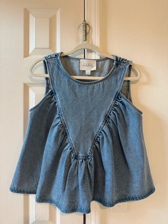 Denim Ruffled Top - Picture 1 of 3